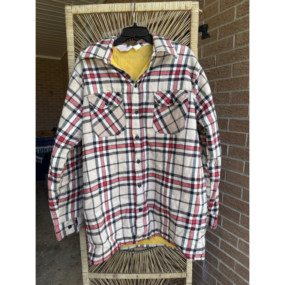 VINTAGE Frostproof Jacket Men L Red Flannel Shirt 70s 80s Heavy Duty USA*
